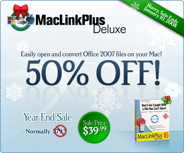 Year end MacLinkPlus offer: 50% off the normal single-user license price